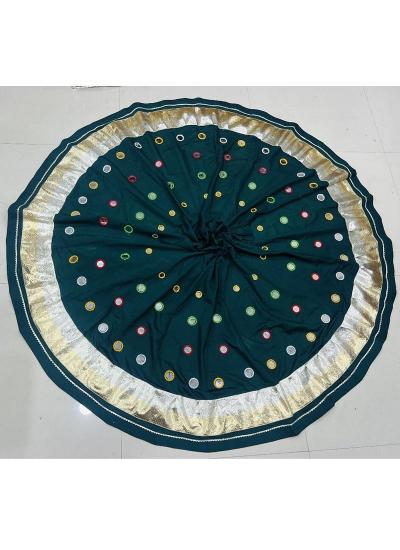 Teal Roman Silk Mirror Work Navratri Best lehengha choli market in Gujarat