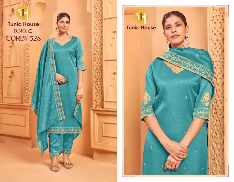 Tunic house corby 528 wholesale dress material market in nagpur