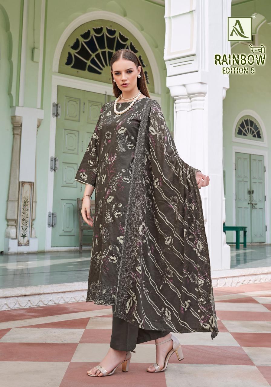 Alok suit rainbow 5 fancy wholesale cotton dress material catalogue