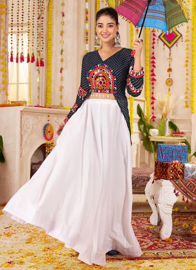 Black Rayon Faux Georgette Navratri Lehenga choli wholesale market in India