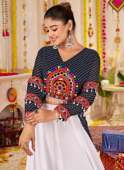 Black Rayon Faux Georgette Navratri Lehenga choli wholesale market in India