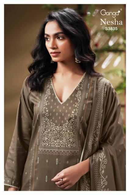Ganga nesha 3835 corduroy printed wholesale dealers for dress materials