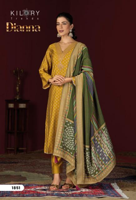 Kilory trends dianna silk mirror work dress material wholesale