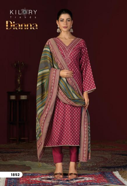 Kilory trends dianna silk mirror work dress material wholesale