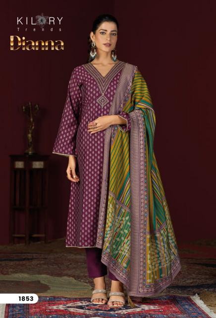 Kilory trends dianna silk mirror work dress material wholesale