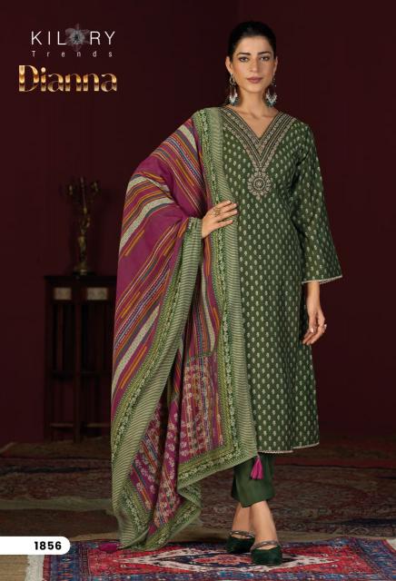 Kilory trends dianna silk mirror work dress material wholesale