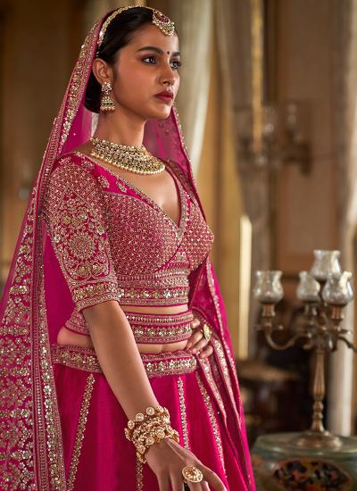 Pink Tone Silk Heavy Embroidery Work Wedding Wear lehenga choli online shopping in india