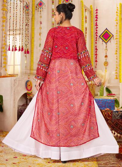 Red Rayon Faux Georgette Navratri Lehenga choli online shopping wholesale