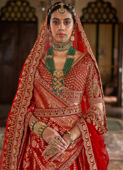 Red Tone Silk Heavy Embroidery Work Wedding Wear lehenga choli online shopping indian rupees