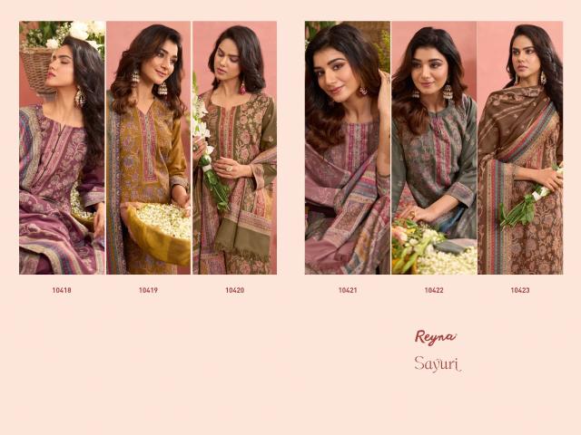 Reyna sayuri pashmina non catalog designer brand code dress material wholesalers