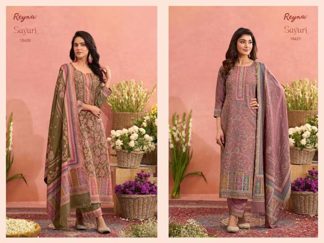 Reyna sayuri pashmina non catalog designer brand code dress material wholesalers