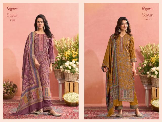 Reyna sayuri pashmina non catalog designer brand code dress material wholesalers