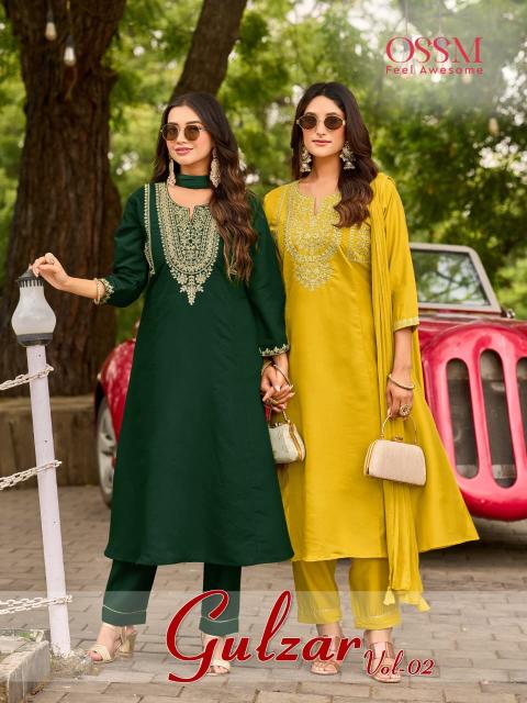 Ossm gulzar vol 2 fancy 3pcs catalogue kurti wholesale